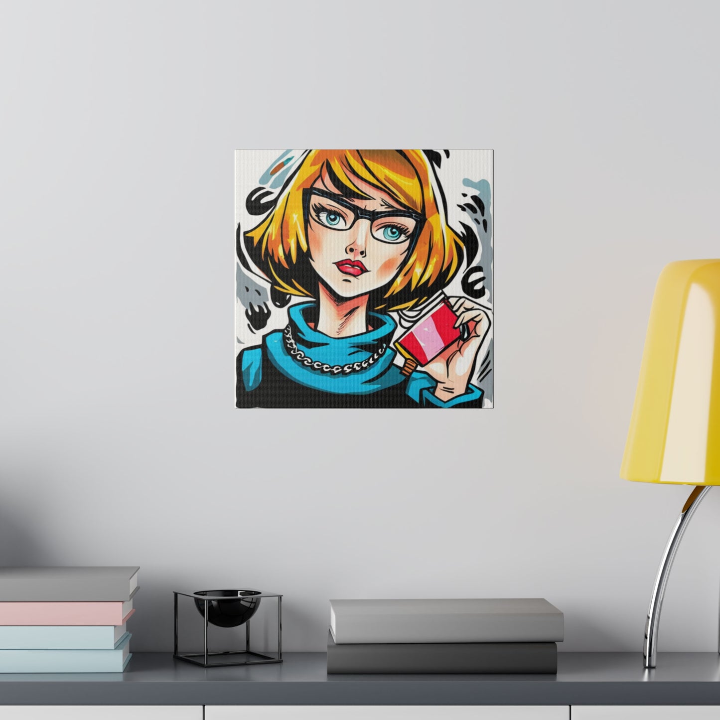 Comic Art, Female Model on Matte Canvas, Stretched, 0.75"