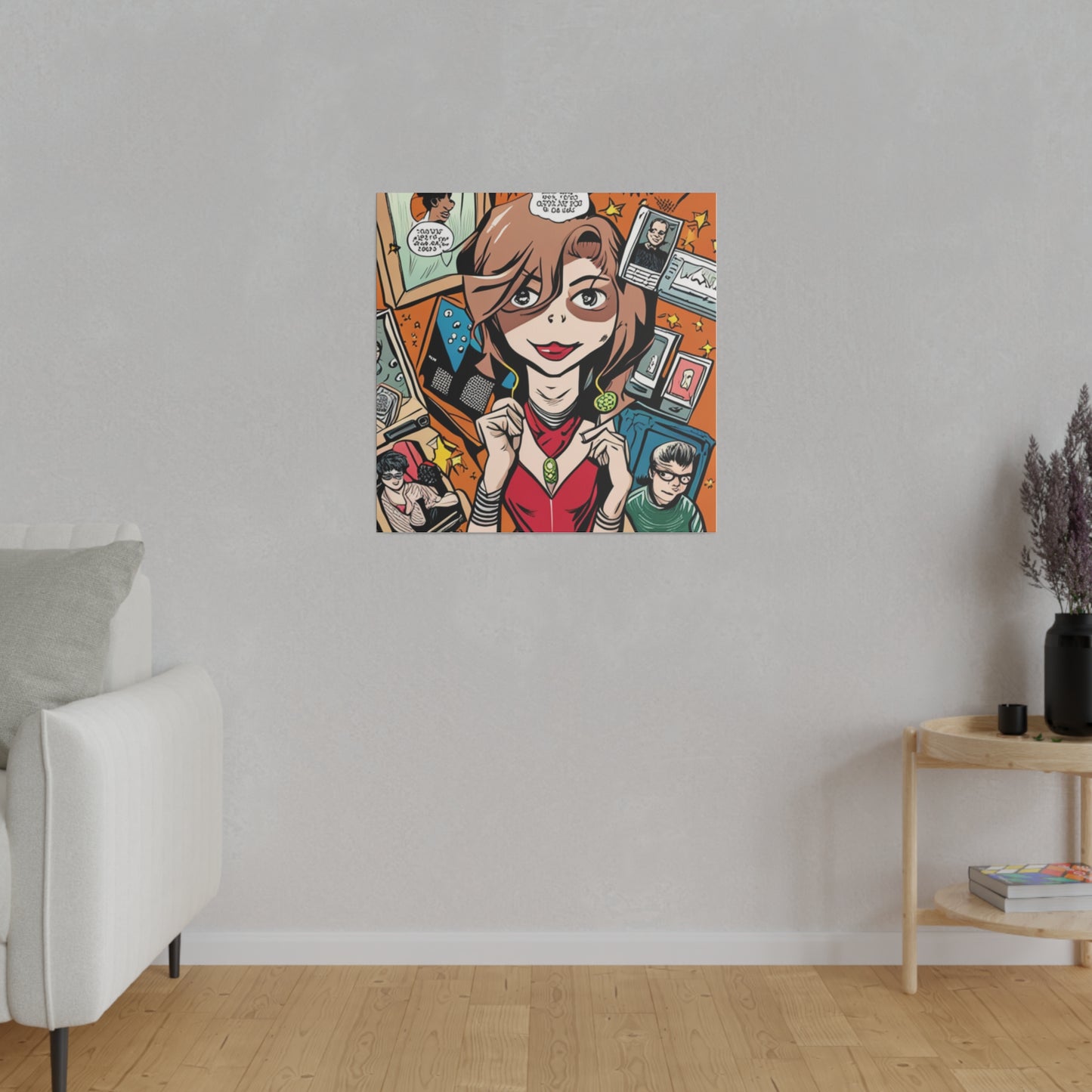 Comic Art, Female Model on Matte Canvas, Stretched, 0.75"