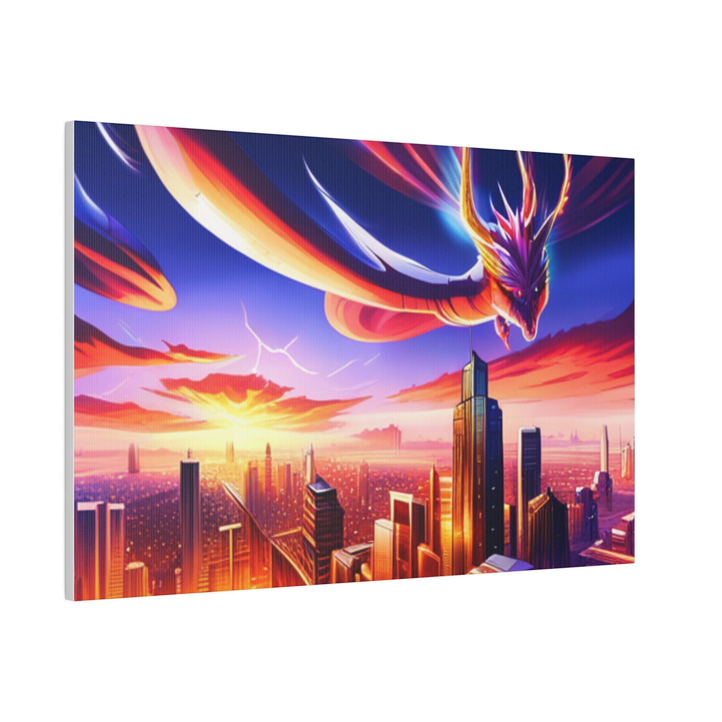 Soaring Dragon Cityscape - Matte Canvas, Stretched, 0.75"