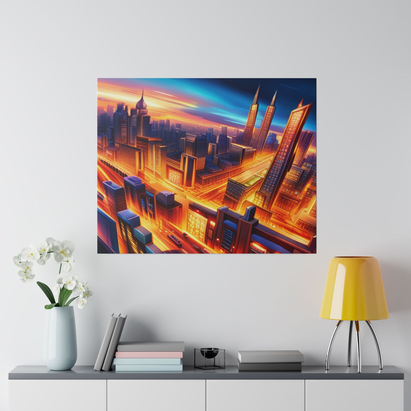 Futuristic Cityscape - Matte Canvas, Stretched, 0.75"