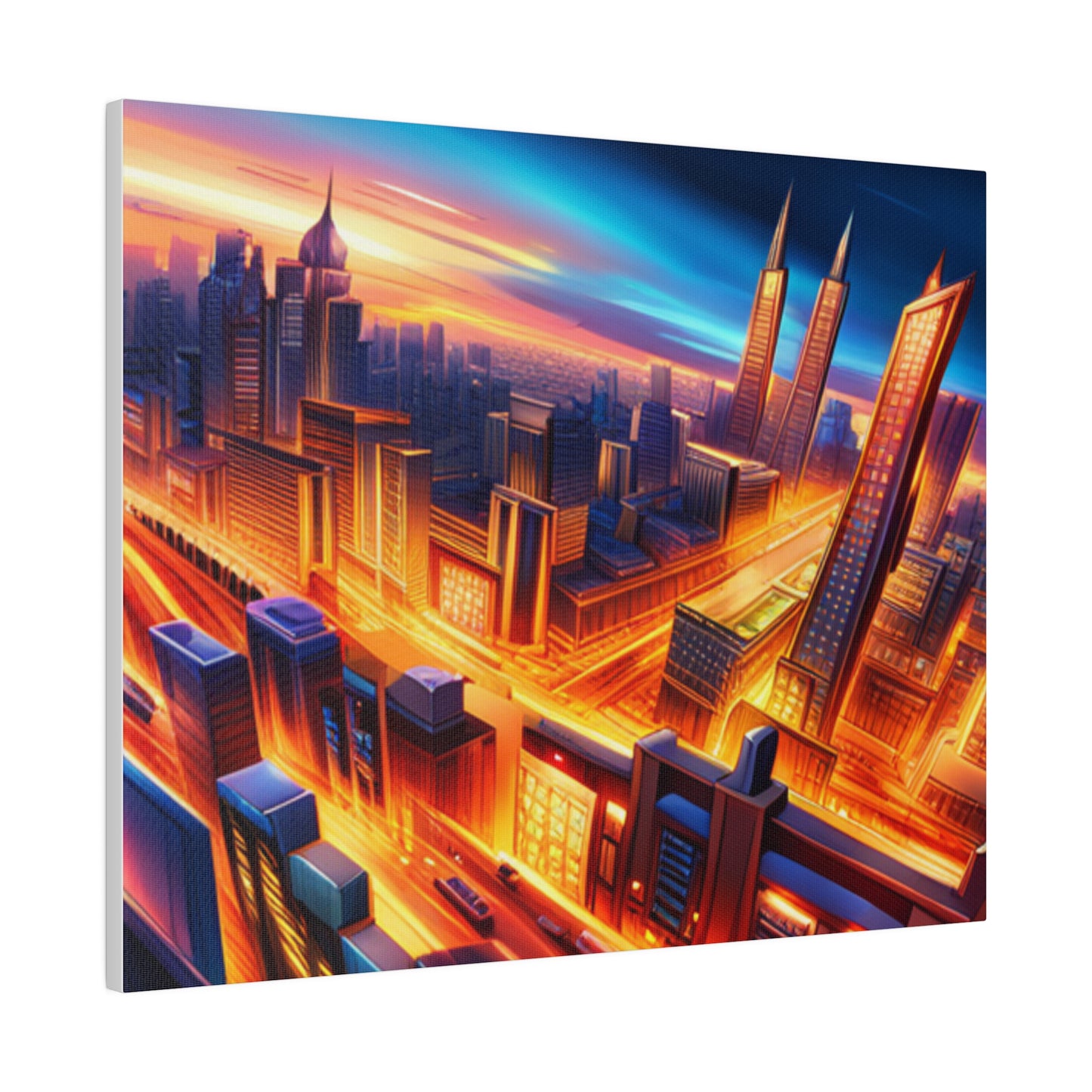 Futuristic Cityscape - Matte Canvas, Stretched, 0.75"