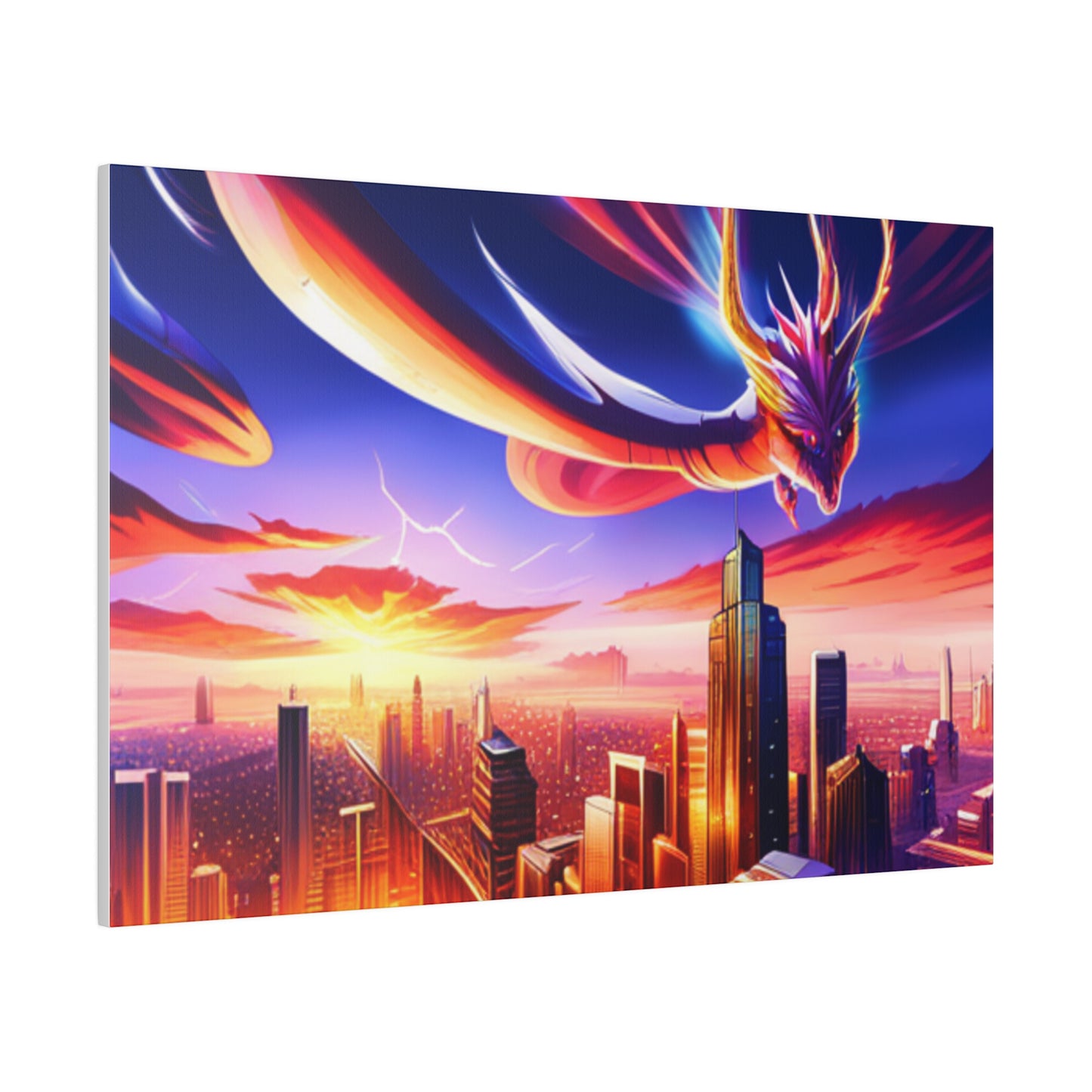 Soaring Dragon Cityscape - Matte Canvas, Stretched, 0.75"