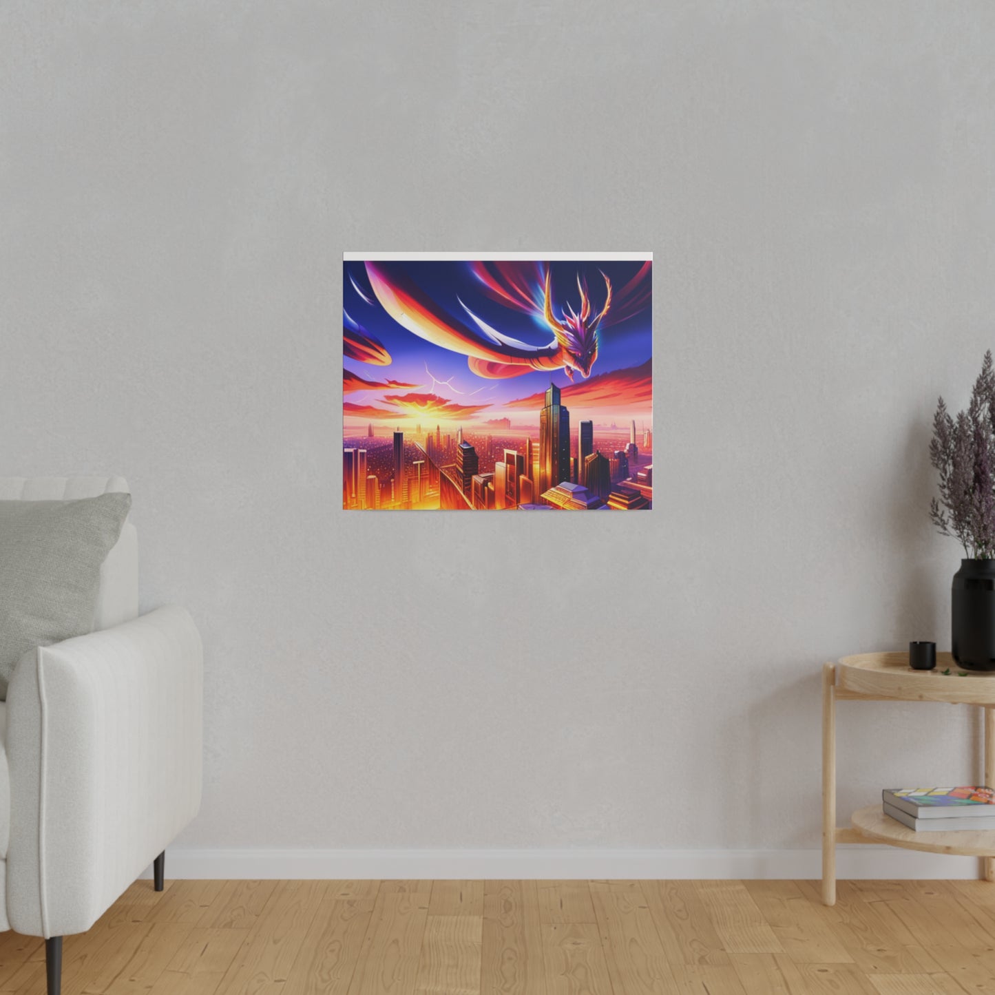 Soaring Dragon Cityscape - Matte Canvas, Stretched, 0.75"