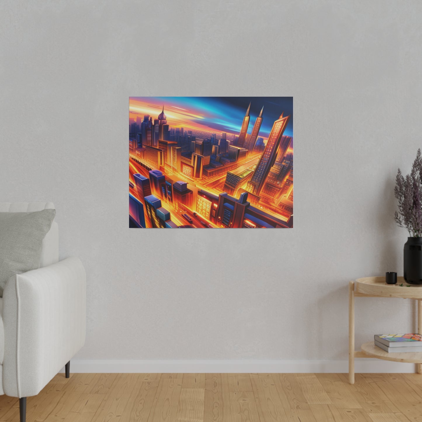 Futuristic Cityscape - Matte Canvas, Stretched, 0.75"