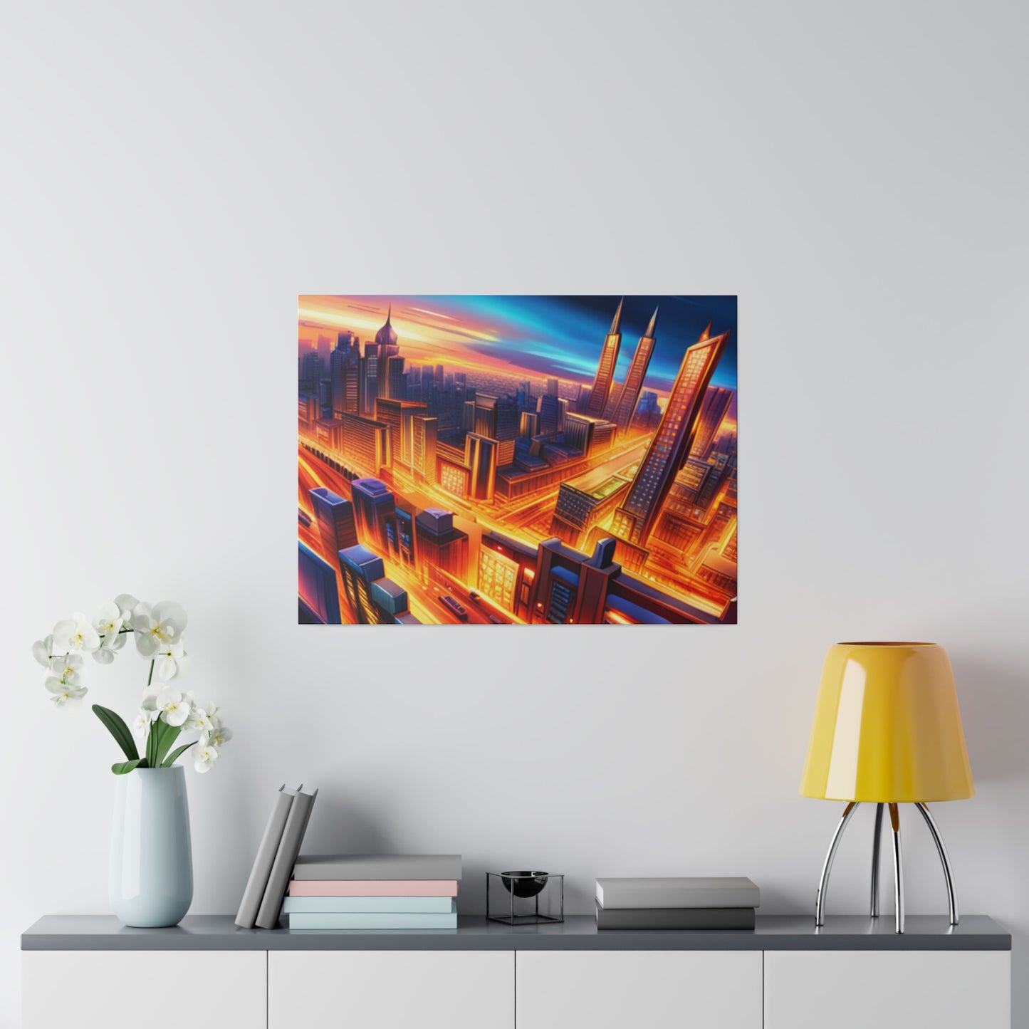 Futuristic Cityscape - Matte Canvas, Stretched, 0.75"