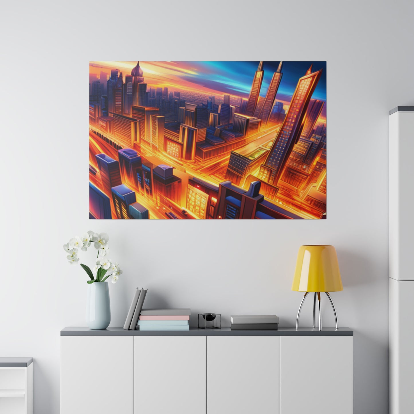 Futuristic Cityscape - Matte Canvas, Stretched, 0.75"