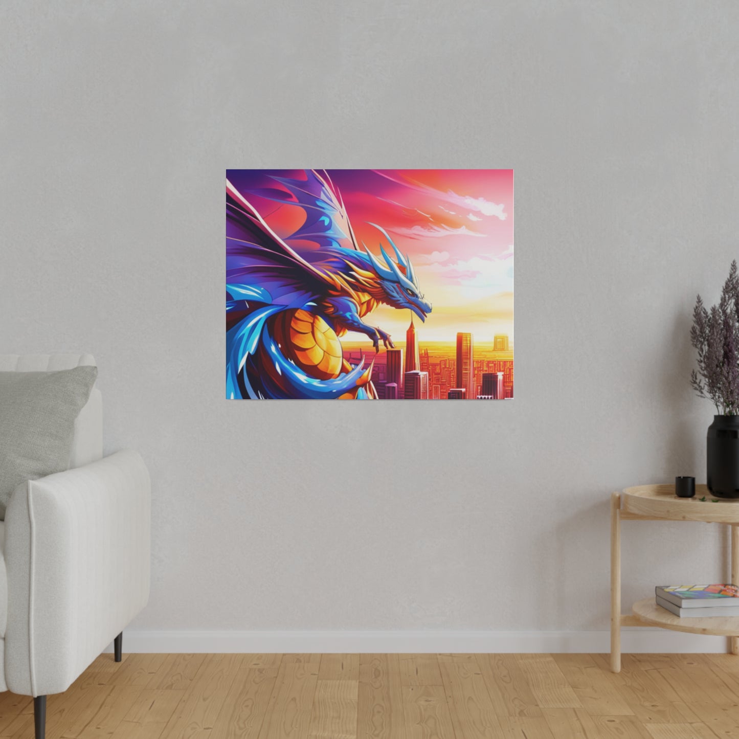 Dragon Cityscape - Matte Canvas, Stretched, 0.75"