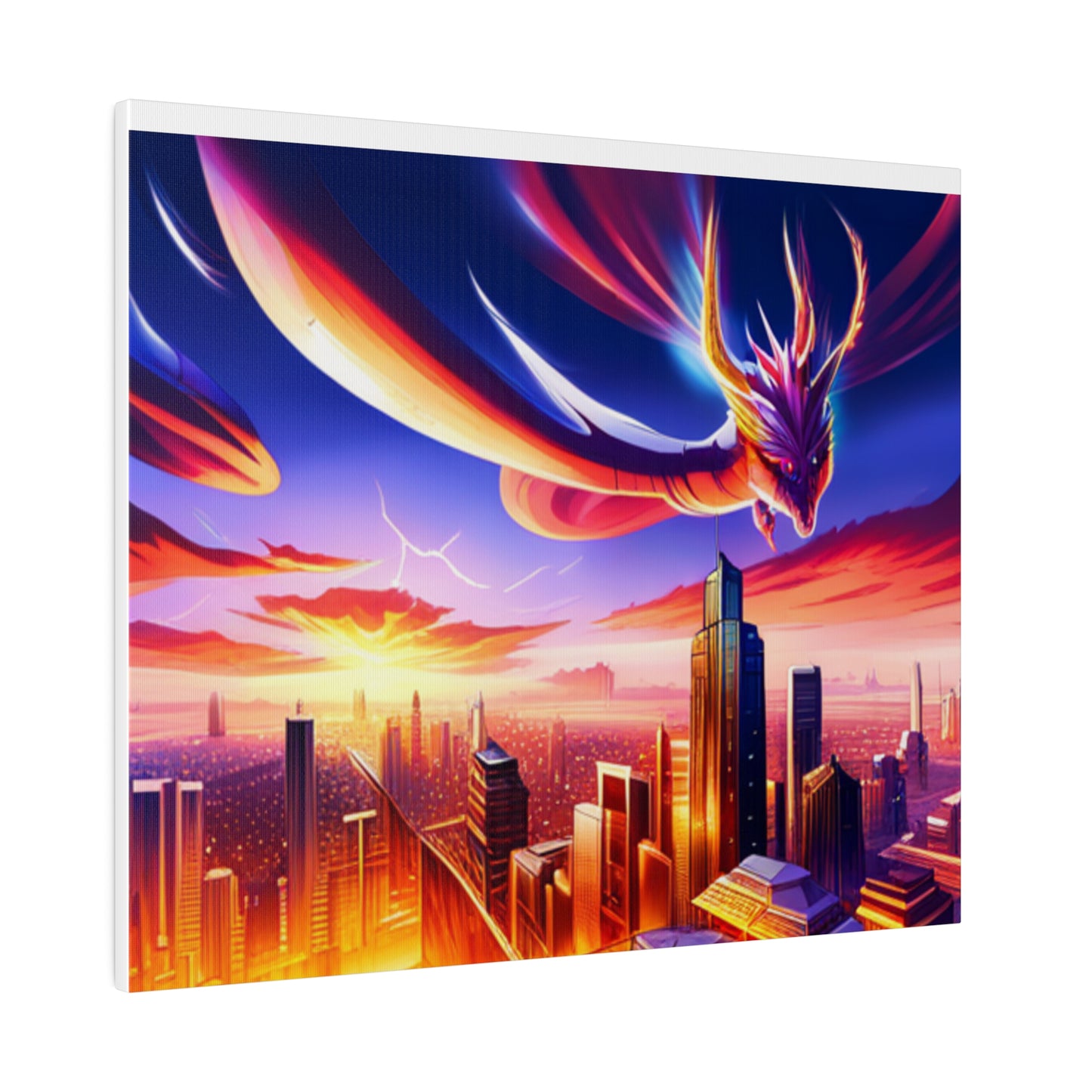 Soaring Dragon Cityscape - Matte Canvas, Stretched, 0.75"