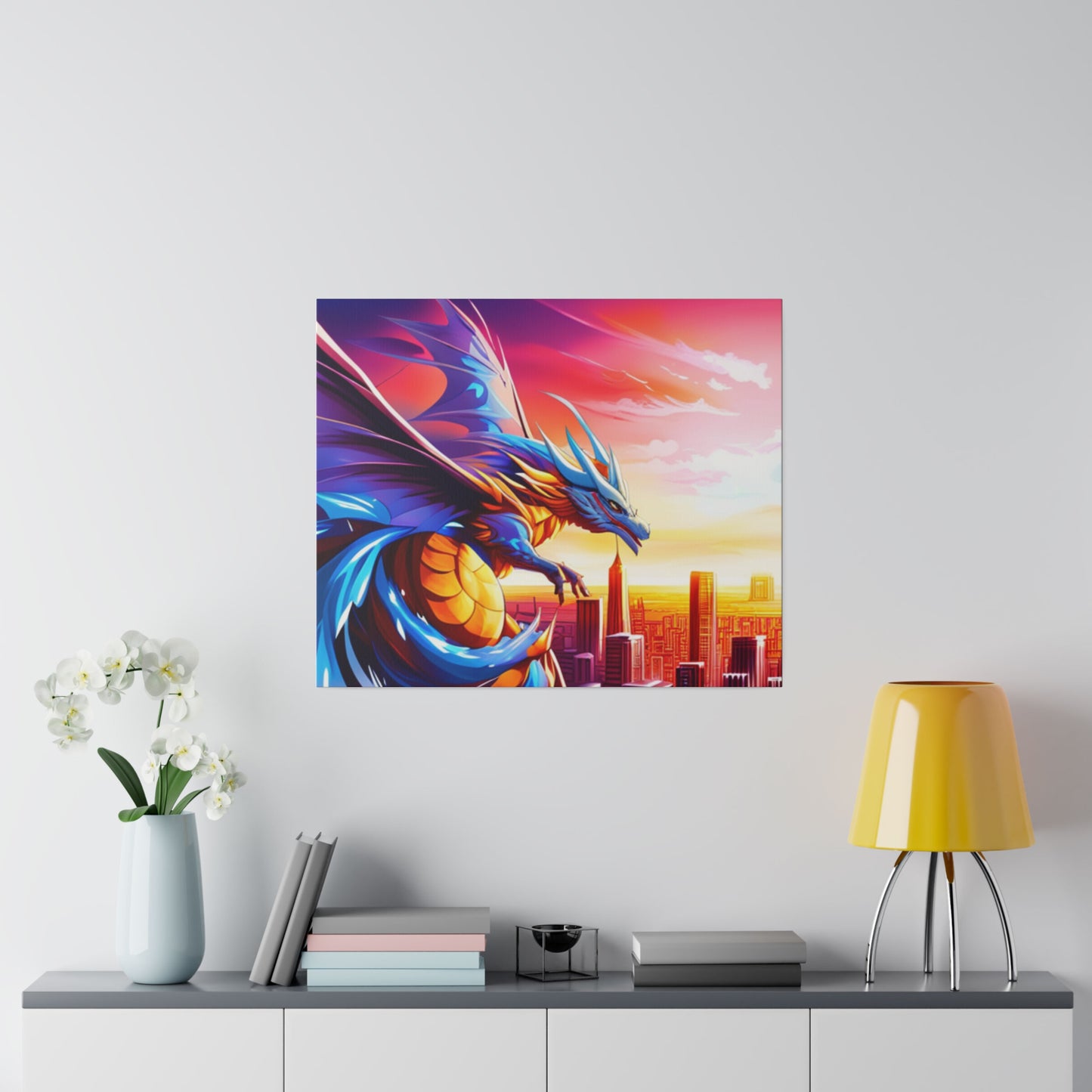 Dragon Cityscape - Matte Canvas, Stretched, 0.75"