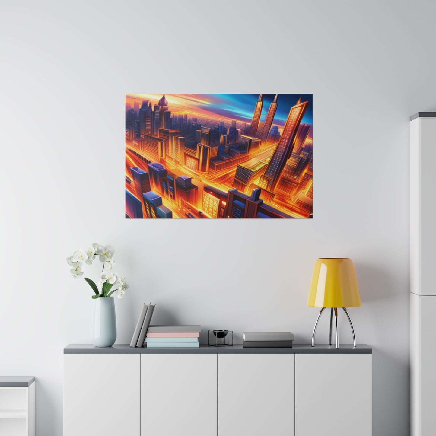 Futuristic Cityscape - Matte Canvas, Stretched, 0.75"