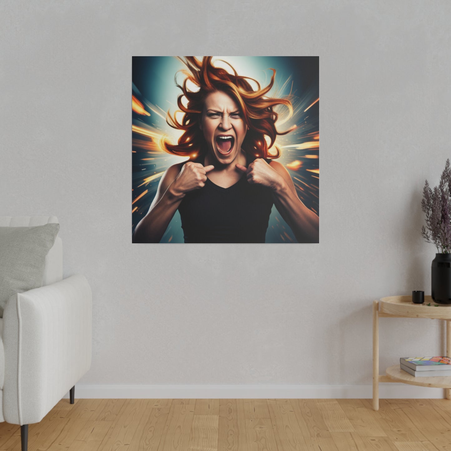 Comic Art, "Rage" Female Model on Matte Canvas, Stretched, 0.75"