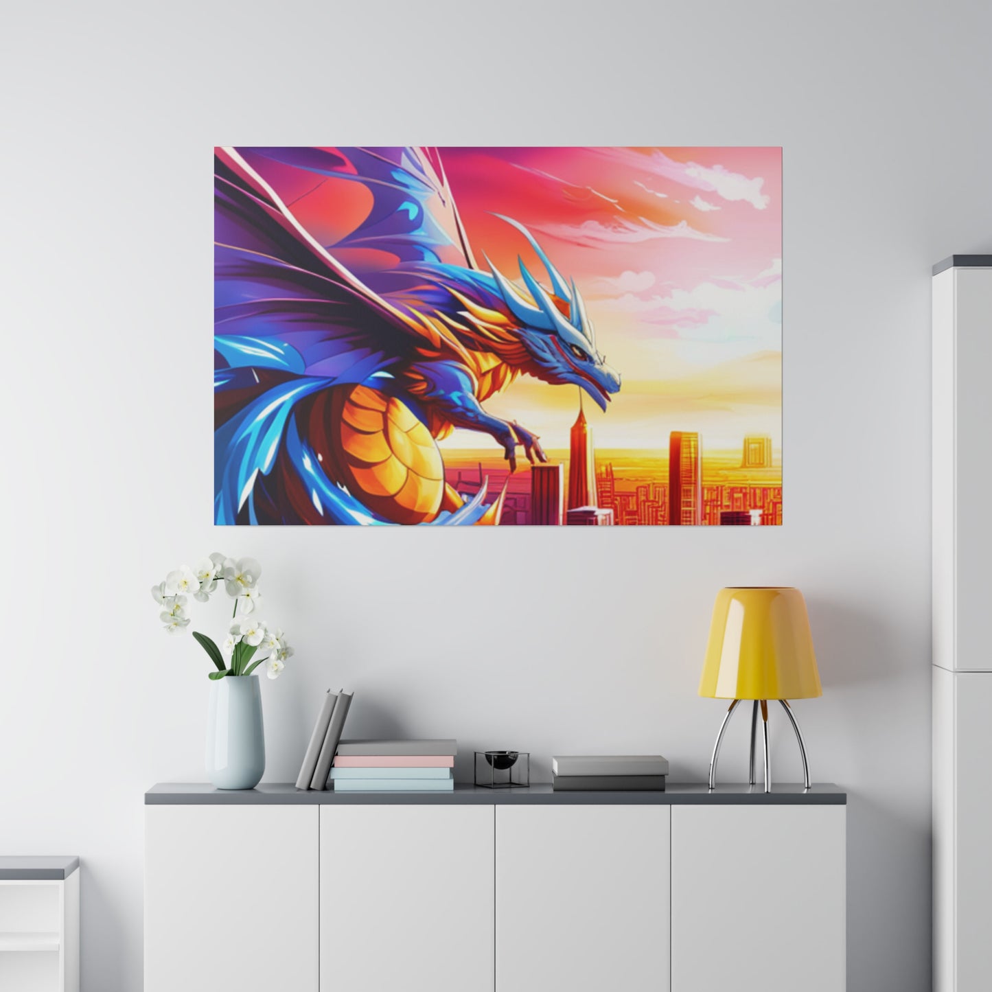 Dragon Cityscape - Matte Canvas, Stretched, 0.75"