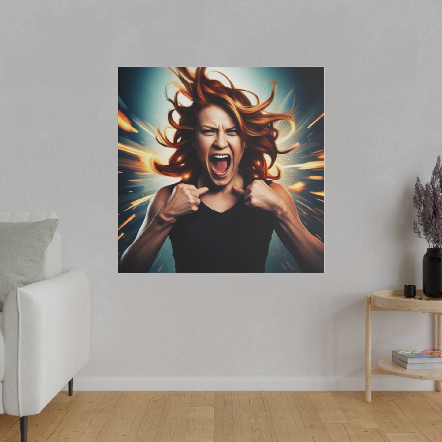 Comic Art, "Rage" Female Model on Matte Canvas, Stretched, 0.75"