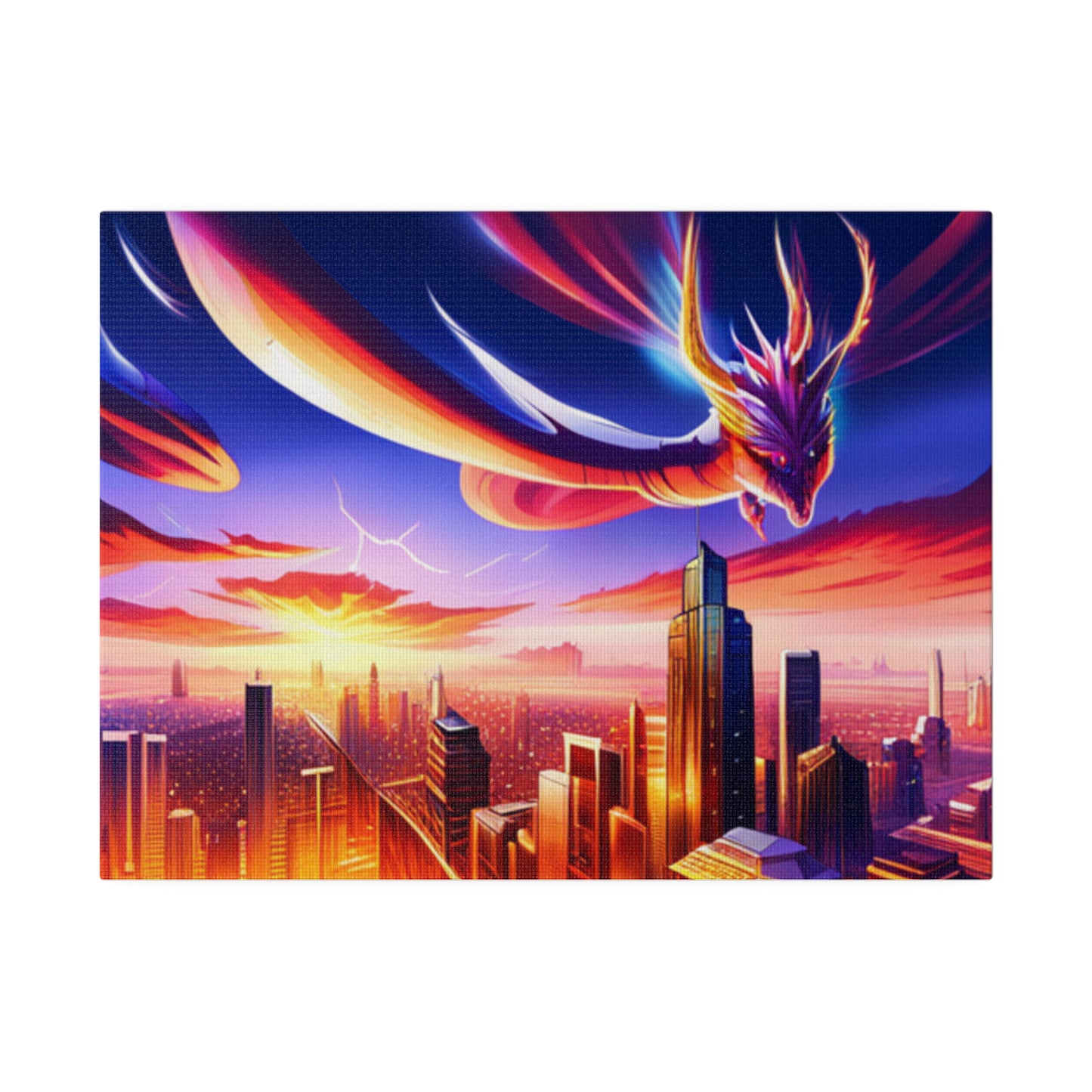 Soaring Dragon Cityscape - Matte Canvas, Stretched, 0.75"