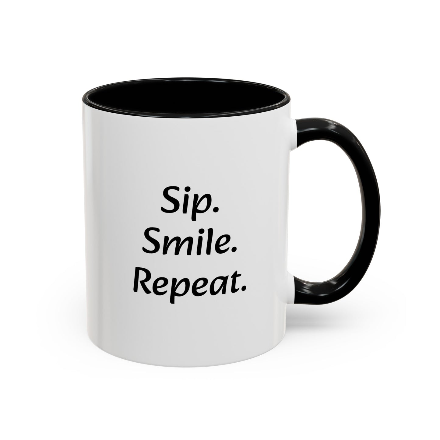 "Sip.Smile.Repeat." Accent Coffee Mug (11, 15oz)