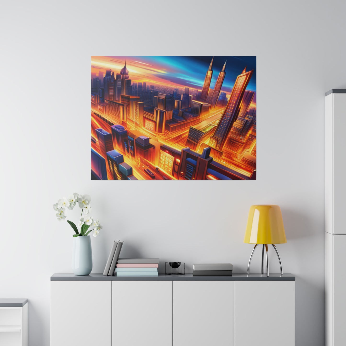 Futuristic Cityscape - Matte Canvas, Stretched, 0.75"