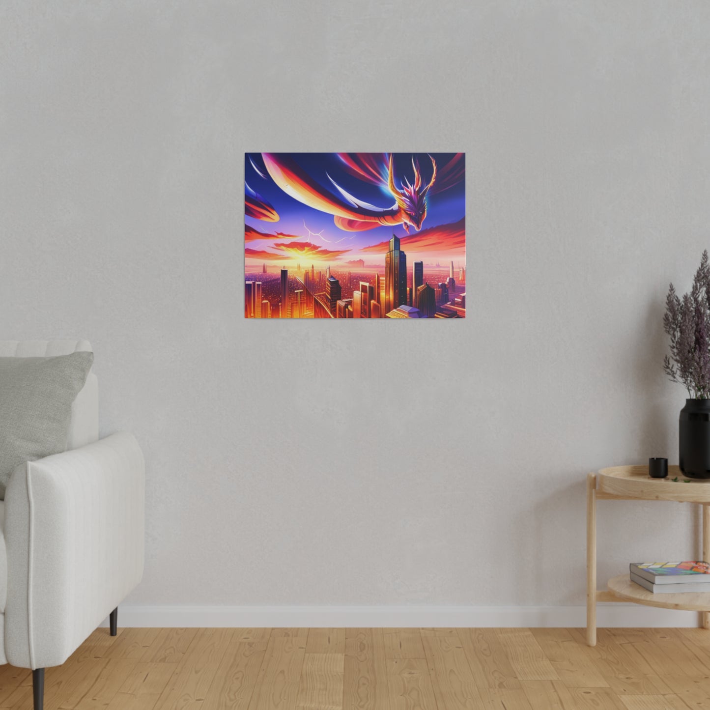 Soaring Dragon Cityscape - Matte Canvas, Stretched, 0.75"