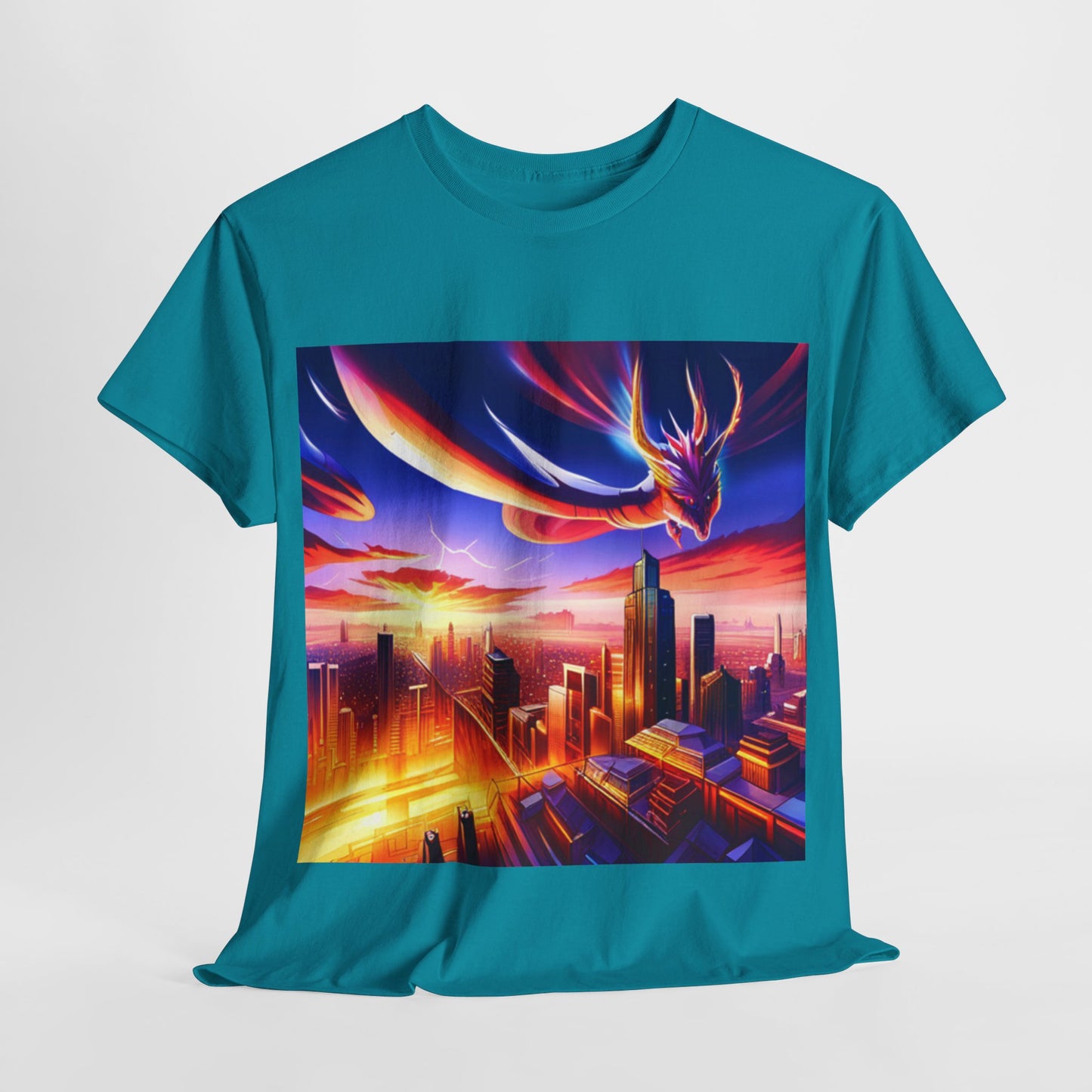 Soaring Dragon Cityscape Graphic Tee