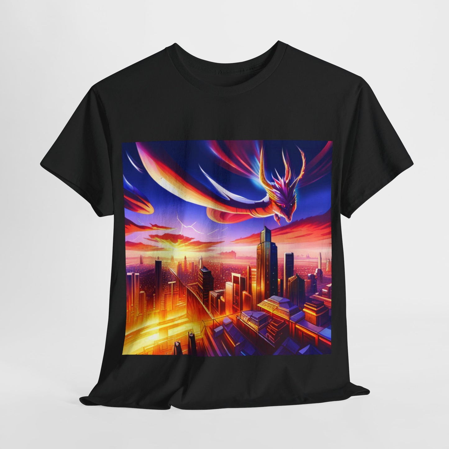 Soaring Dragon Cityscape Graphic Tee