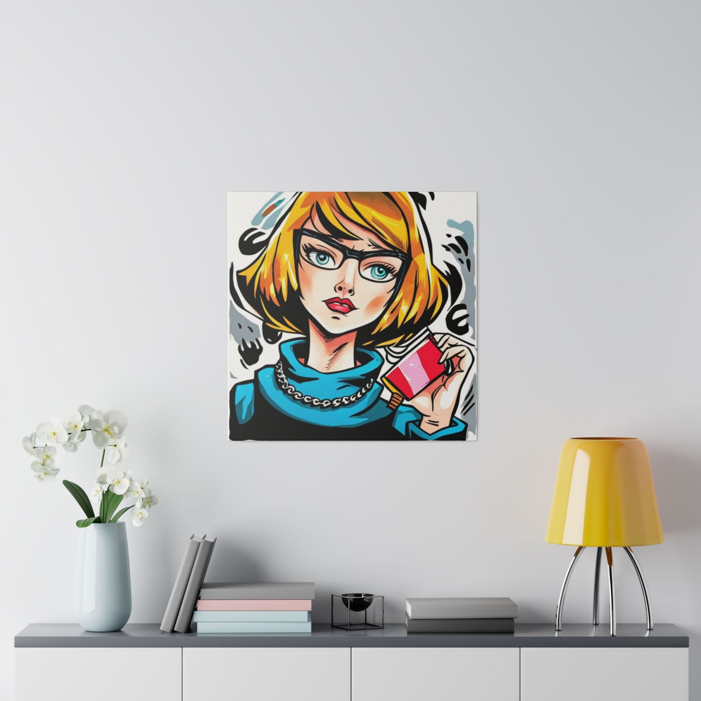 Comic Art, Female Model on Matte Canvas, Stretched, 0.75"