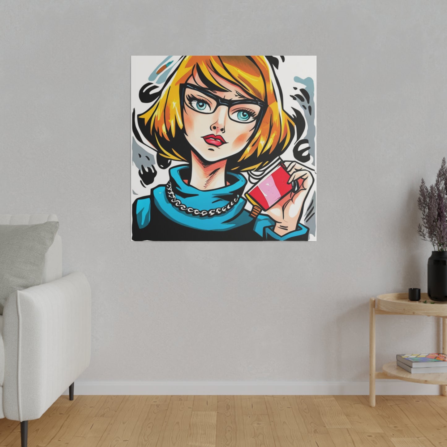 Comic Art, Female Model on Matte Canvas, Stretched, 0.75"