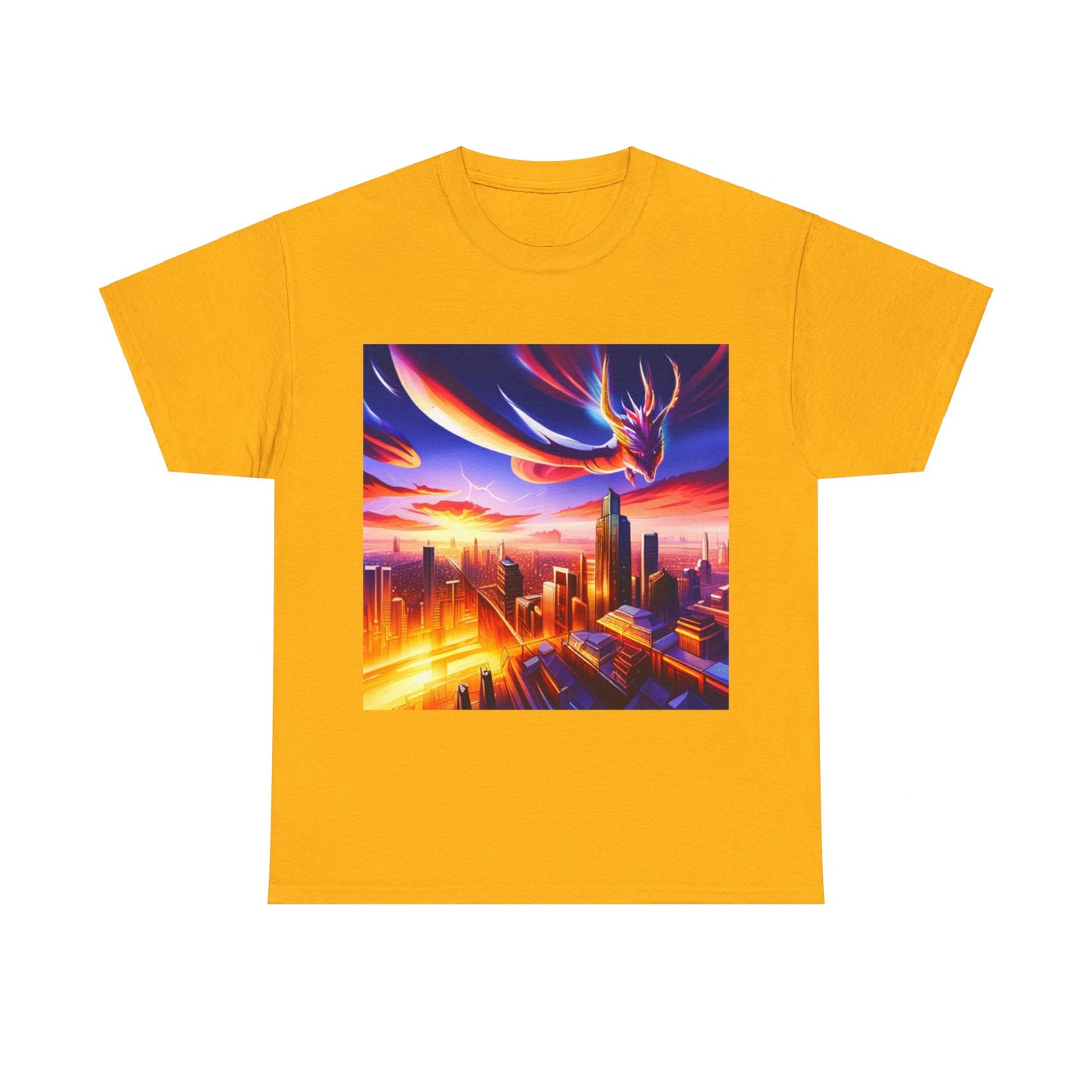 Soaring Dragon Cityscape Graphic Tee