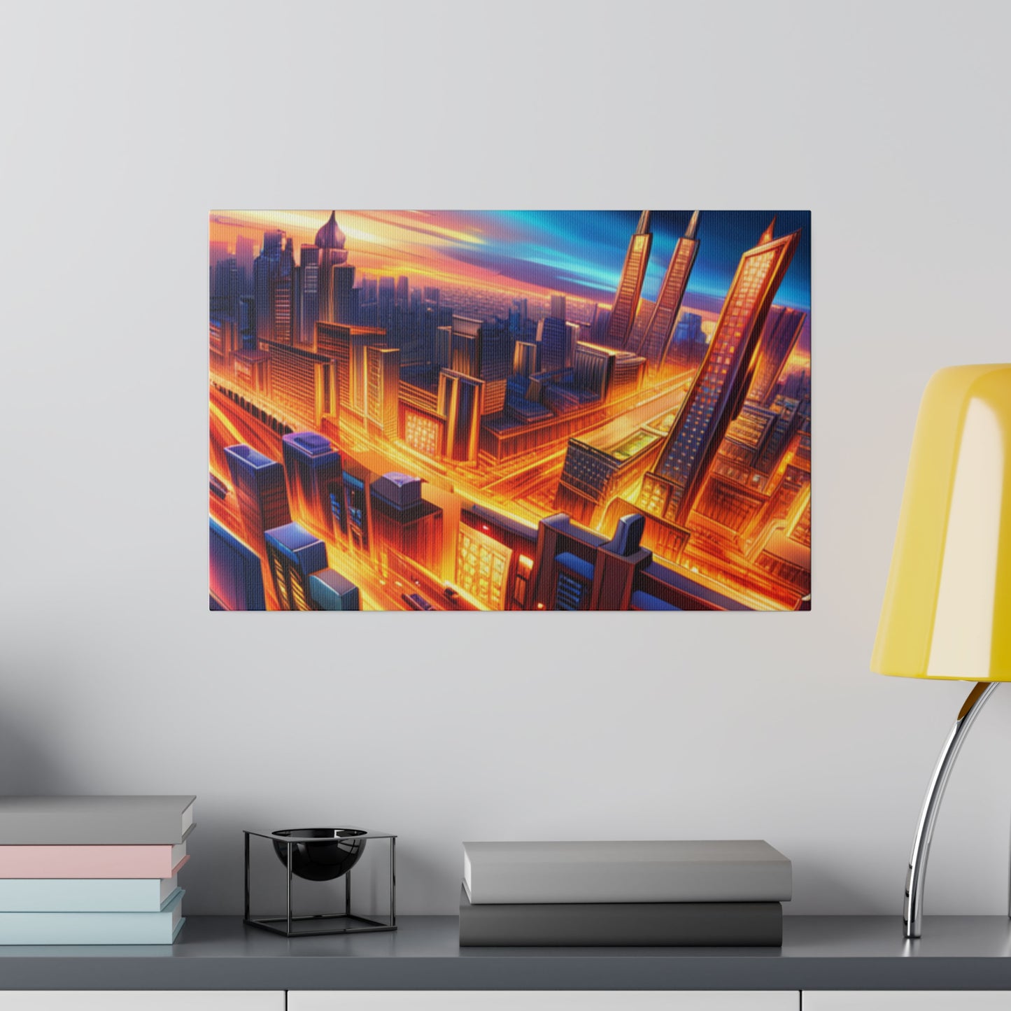 Futuristic Cityscape - Matte Canvas, Stretched, 0.75"