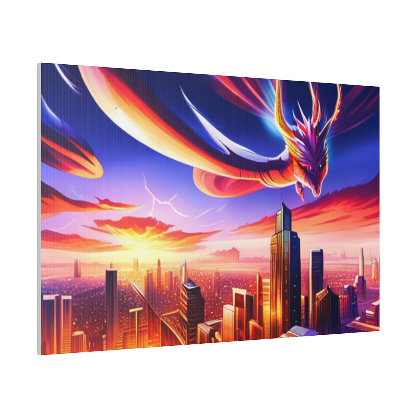 Soaring Dragon Cityscape - Matte Canvas, Stretched, 0.75"