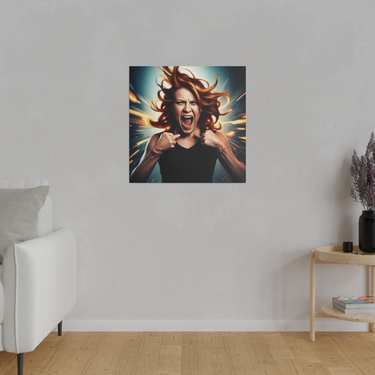 Comic Art, "Rage" Female Model on Matte Canvas, Stretched, 0.75"