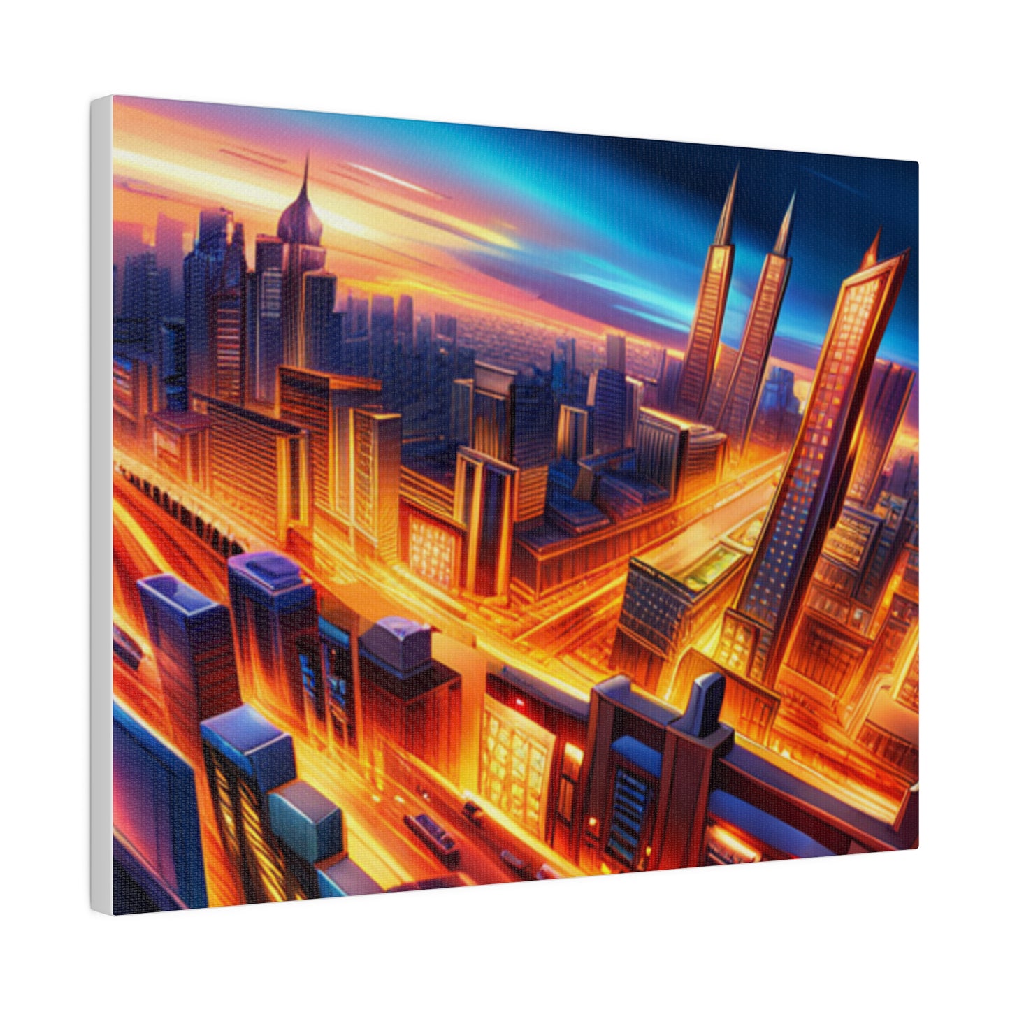 Futuristic Cityscape - Matte Canvas, Stretched, 0.75"