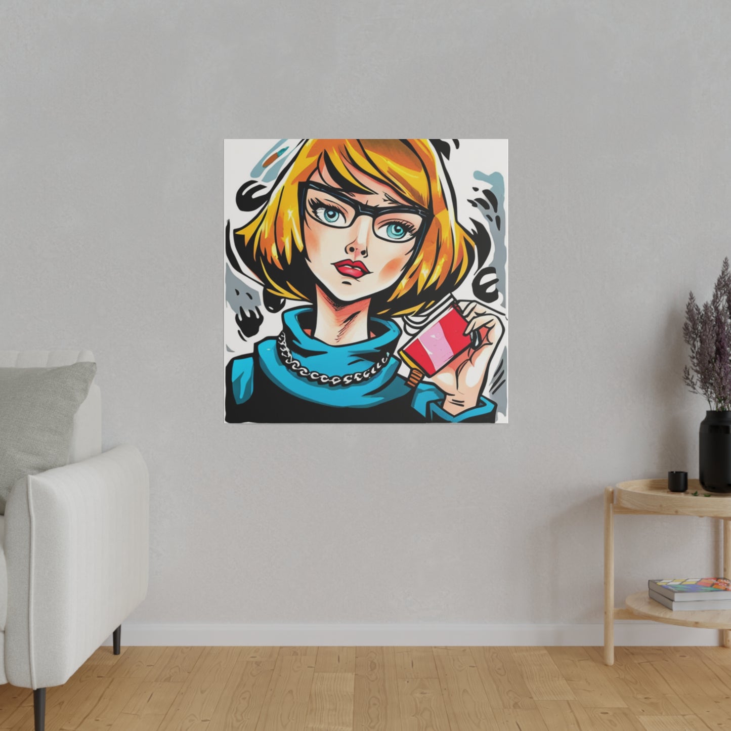 Comic Art, Female Model on Matte Canvas, Stretched, 0.75"