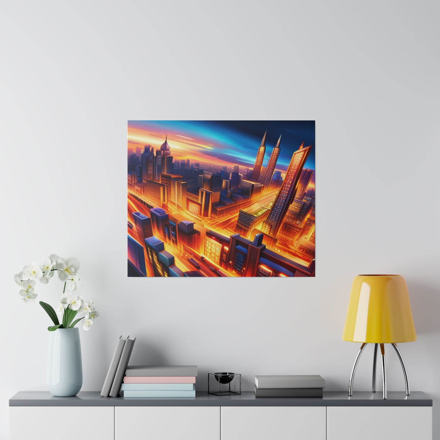 Futuristic Cityscape - Matte Canvas, Stretched, 0.75"