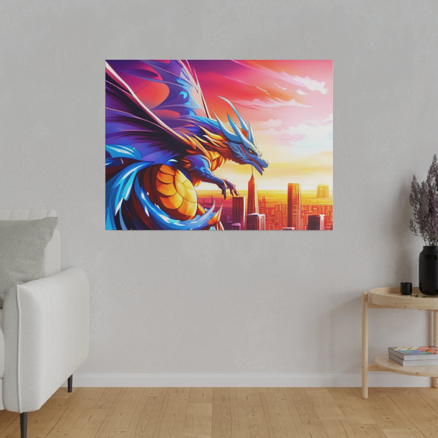 Dragon Cityscape - Matte Canvas, Stretched, 0.75"