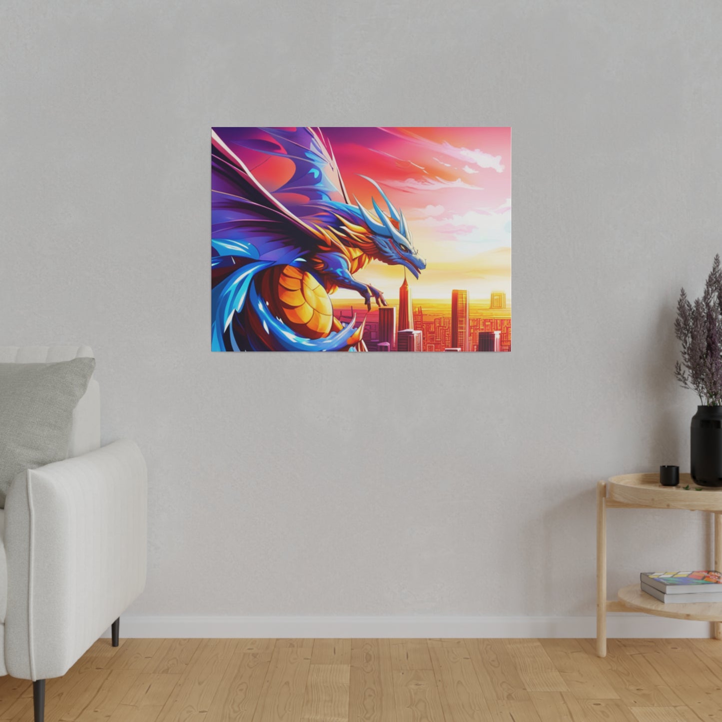 Dragon Cityscape - Matte Canvas, Stretched, 0.75"