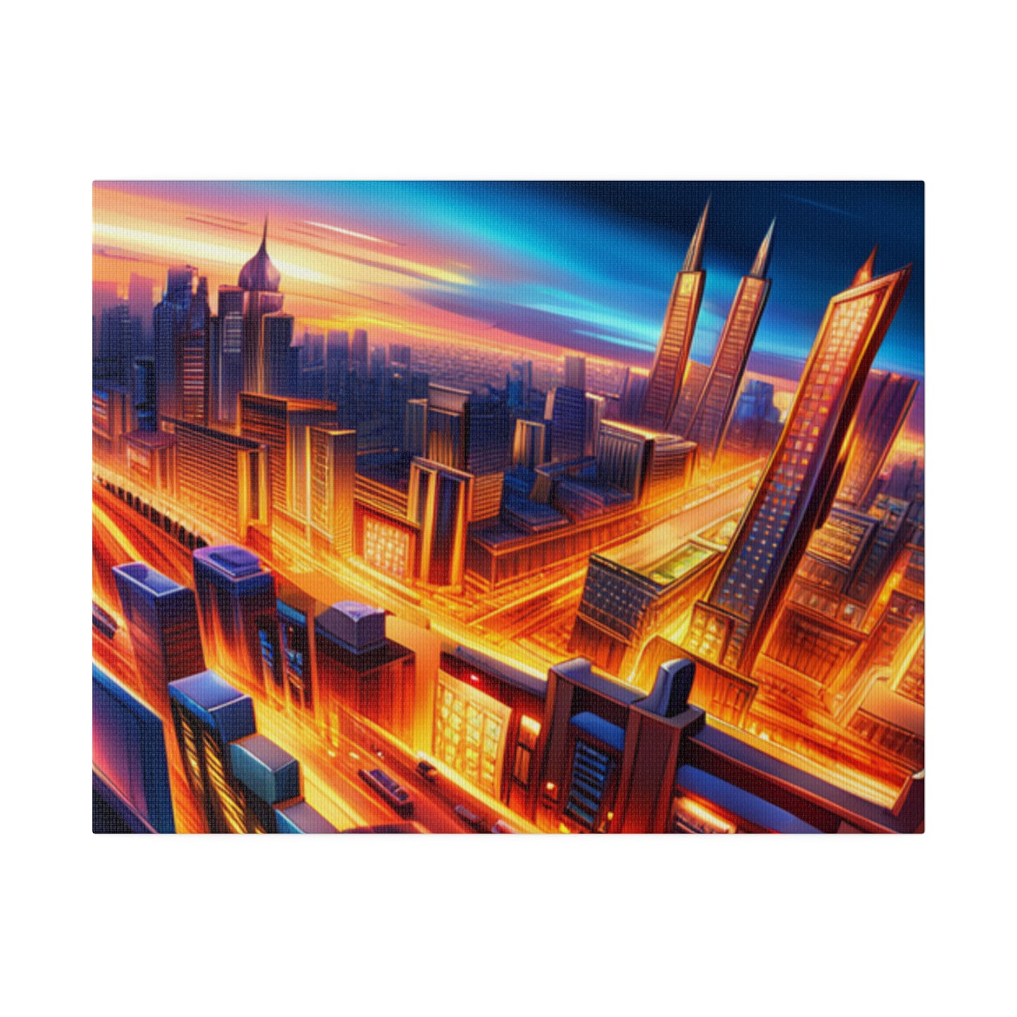 Futuristic Cityscape - Matte Canvas, Stretched, 0.75"