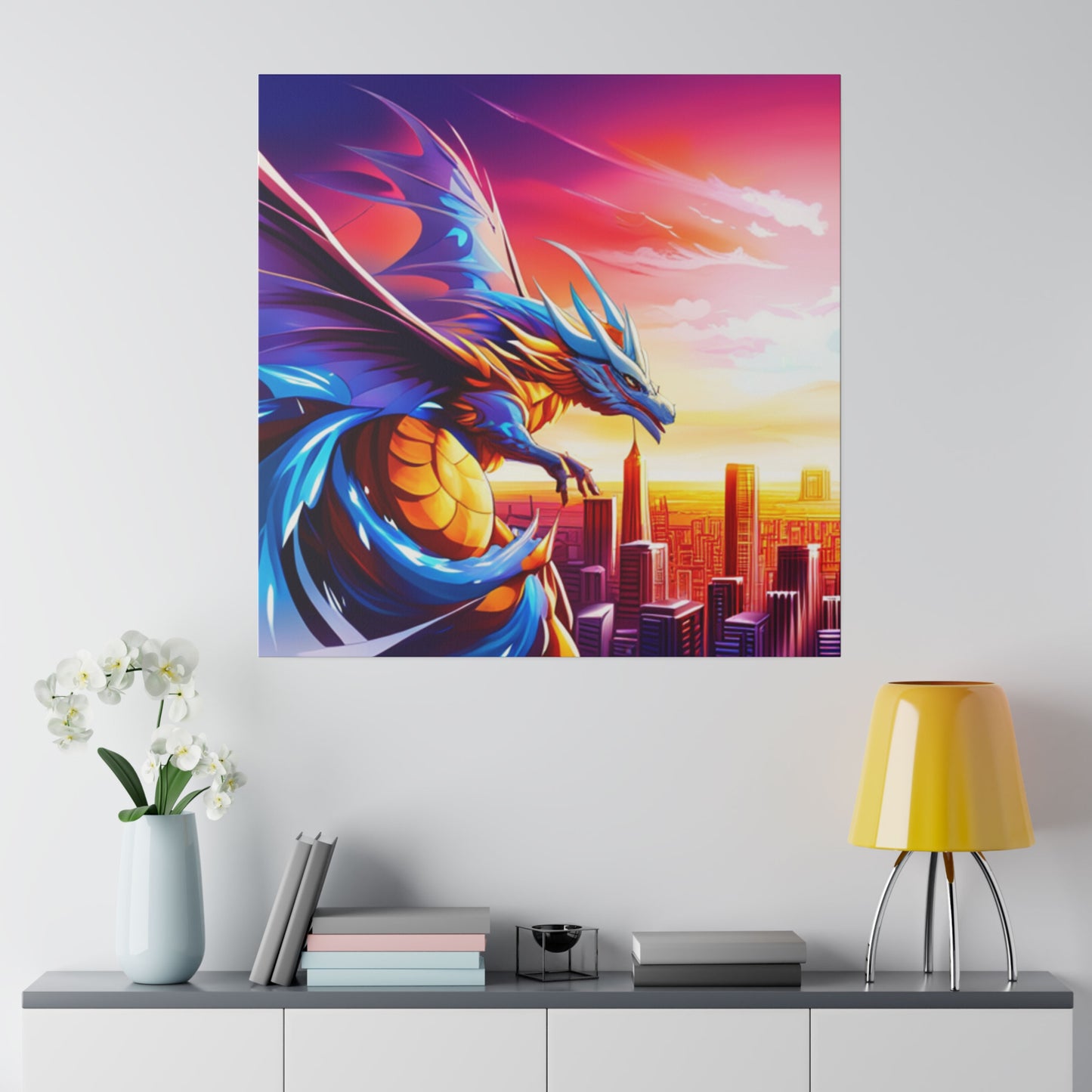 Dragon Cityscape - Matte Canvas, Stretched, 0.75"