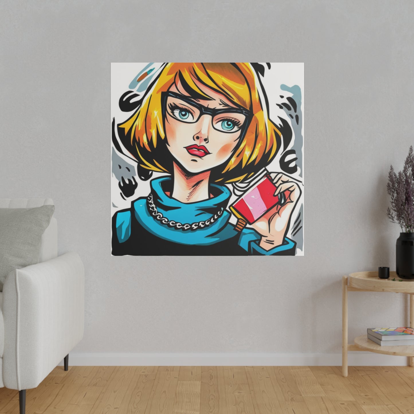 Comic Art, Female Model on Matte Canvas, Stretched, 0.75"