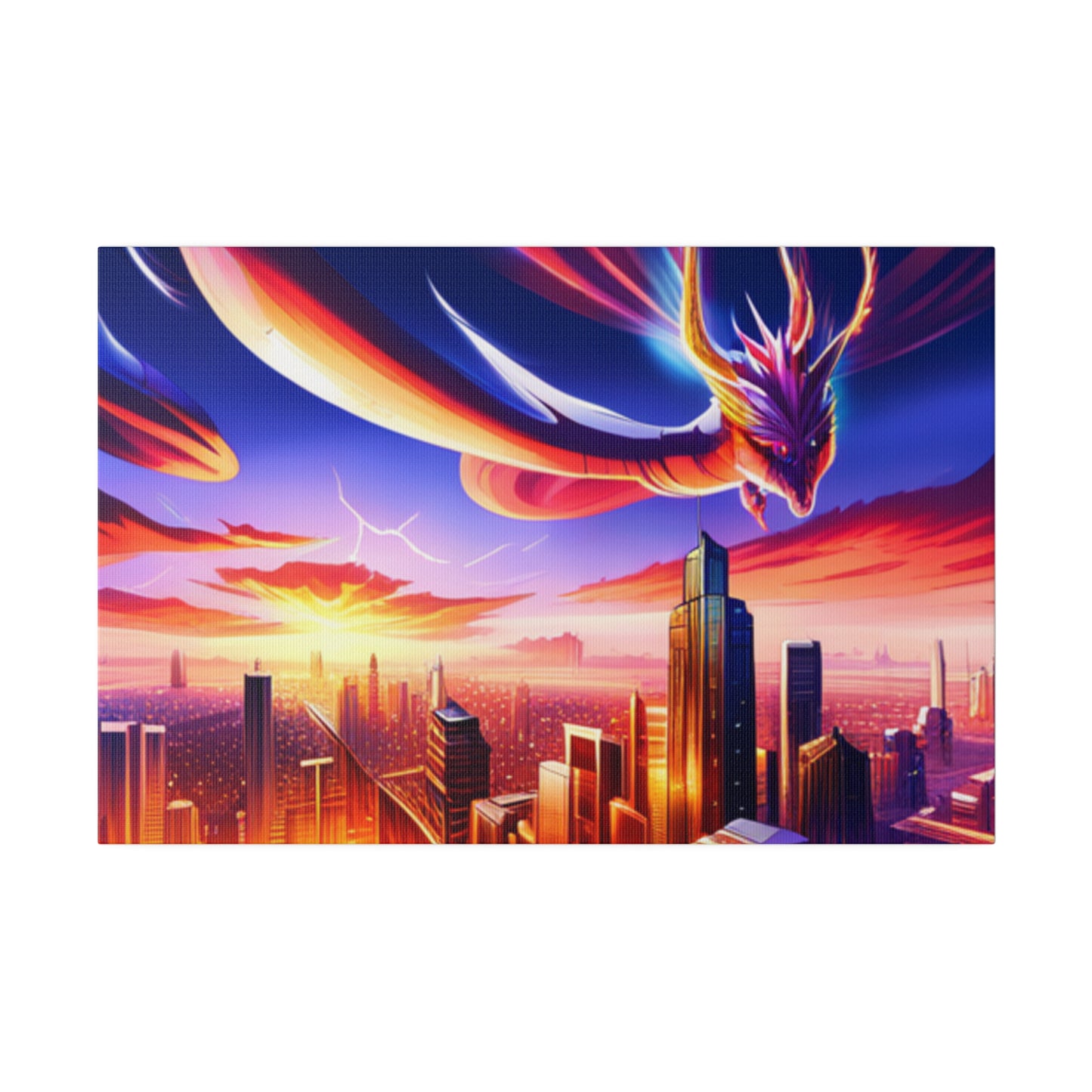 Soaring Dragon Cityscape - Matte Canvas, Stretched, 0.75"