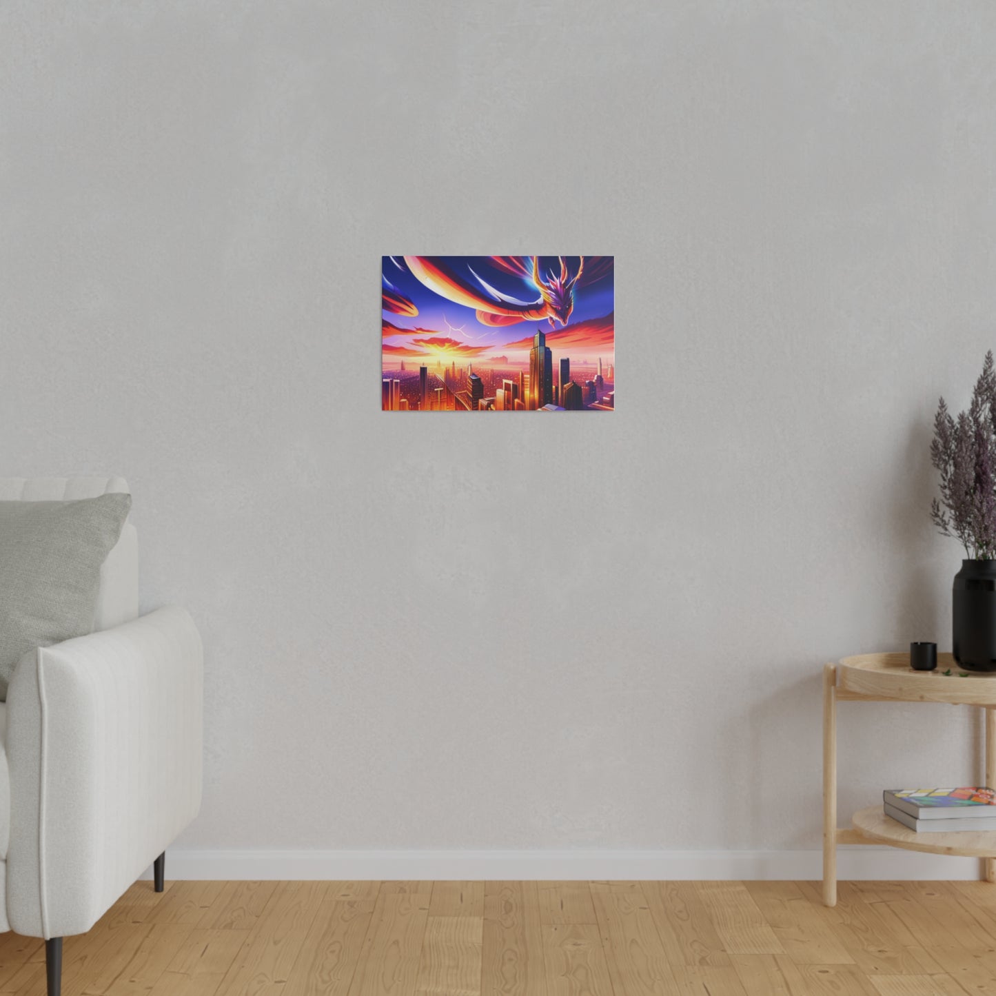 Soaring Dragon Cityscape - Matte Canvas, Stretched, 0.75"