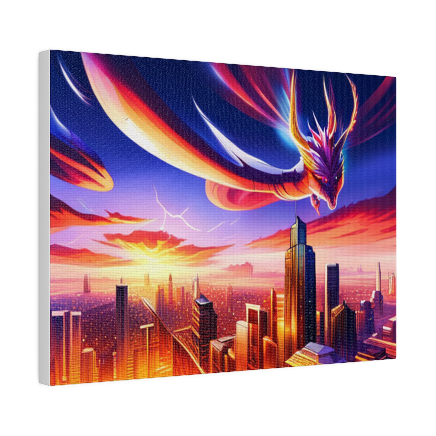 Soaring Dragon Cityscape - Matte Canvas, Stretched, 0.75"