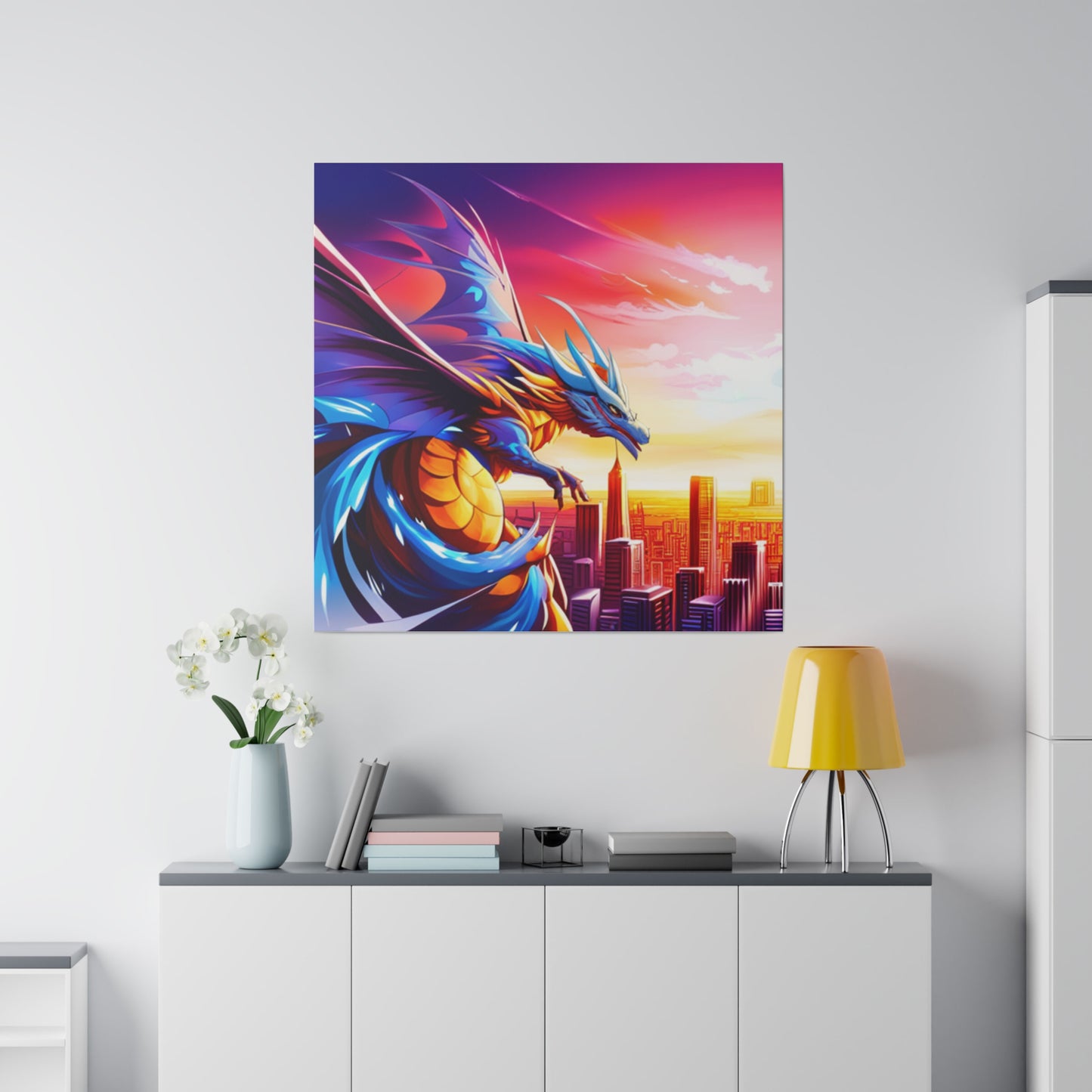 Dragon Cityscape - Matte Canvas, Stretched, 0.75"