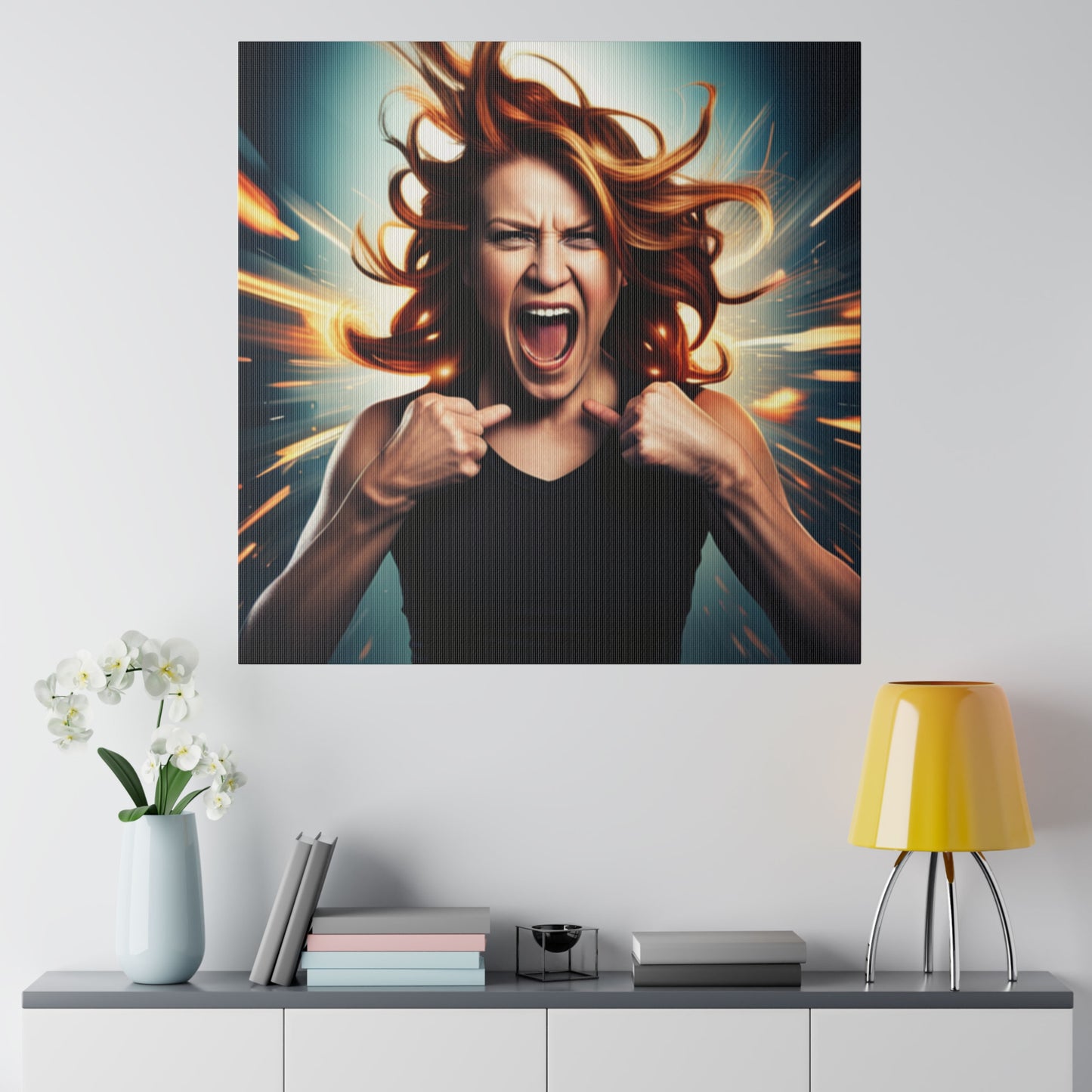 Comic Art, "Rage" Female Model on Matte Canvas, Stretched, 0.75"