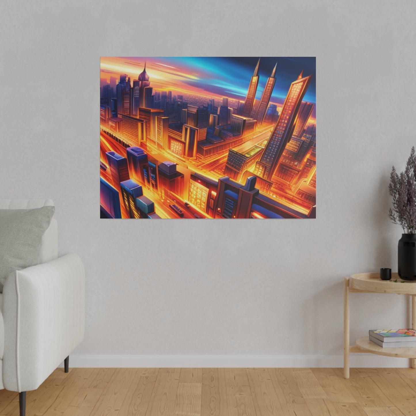 Futuristic Cityscape - Matte Canvas, Stretched, 0.75"