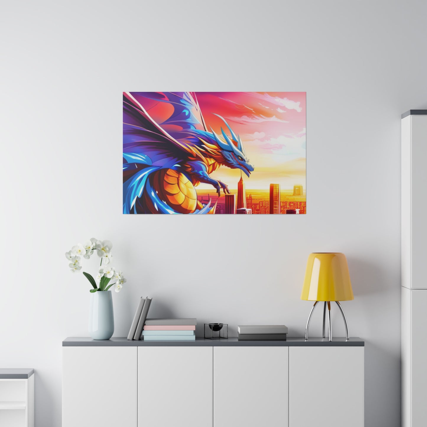 Dragon Cityscape - Matte Canvas, Stretched, 0.75"