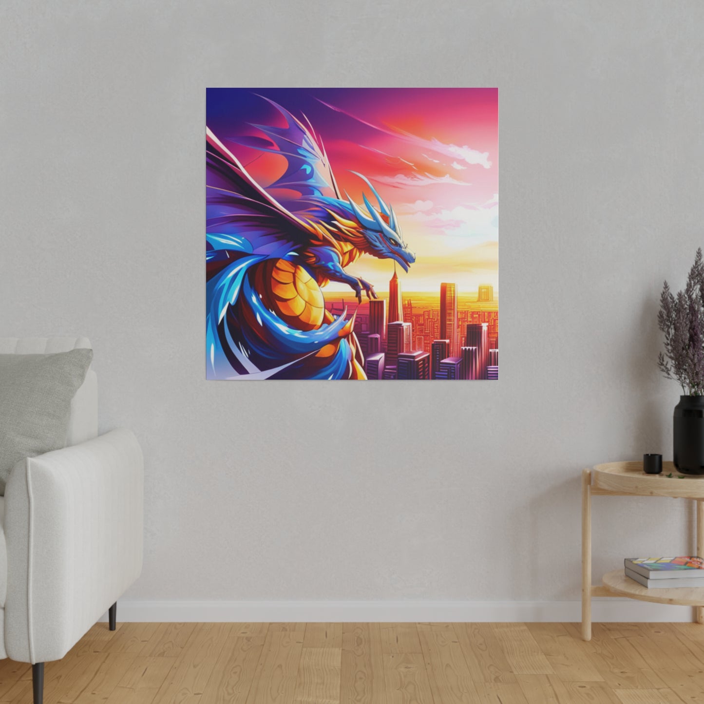 Dragon Cityscape - Matte Canvas, Stretched, 0.75"