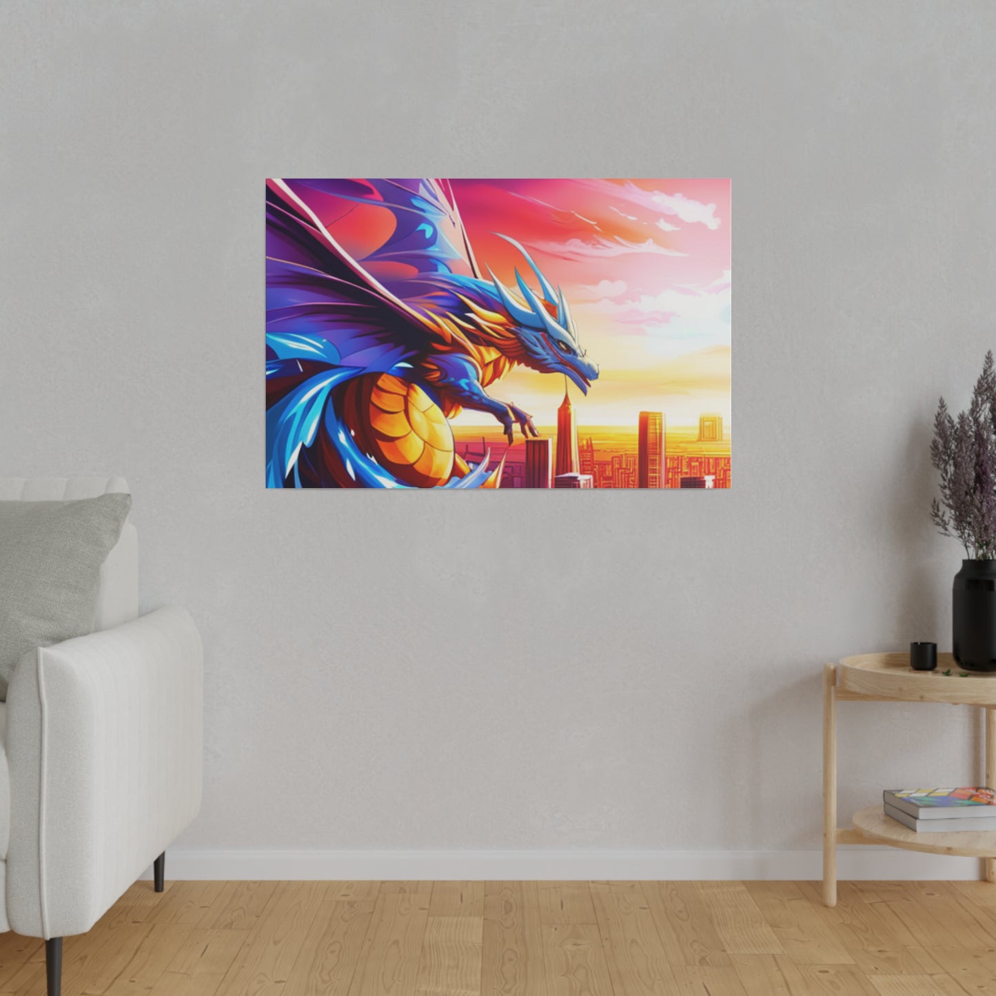 Dragon Cityscape - Matte Canvas, Stretched, 0.75"