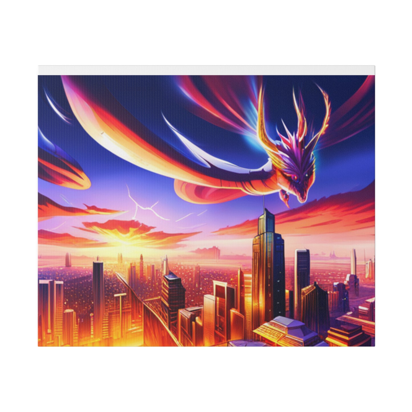 Soaring Dragon Cityscape - Matte Canvas, Stretched, 0.75"