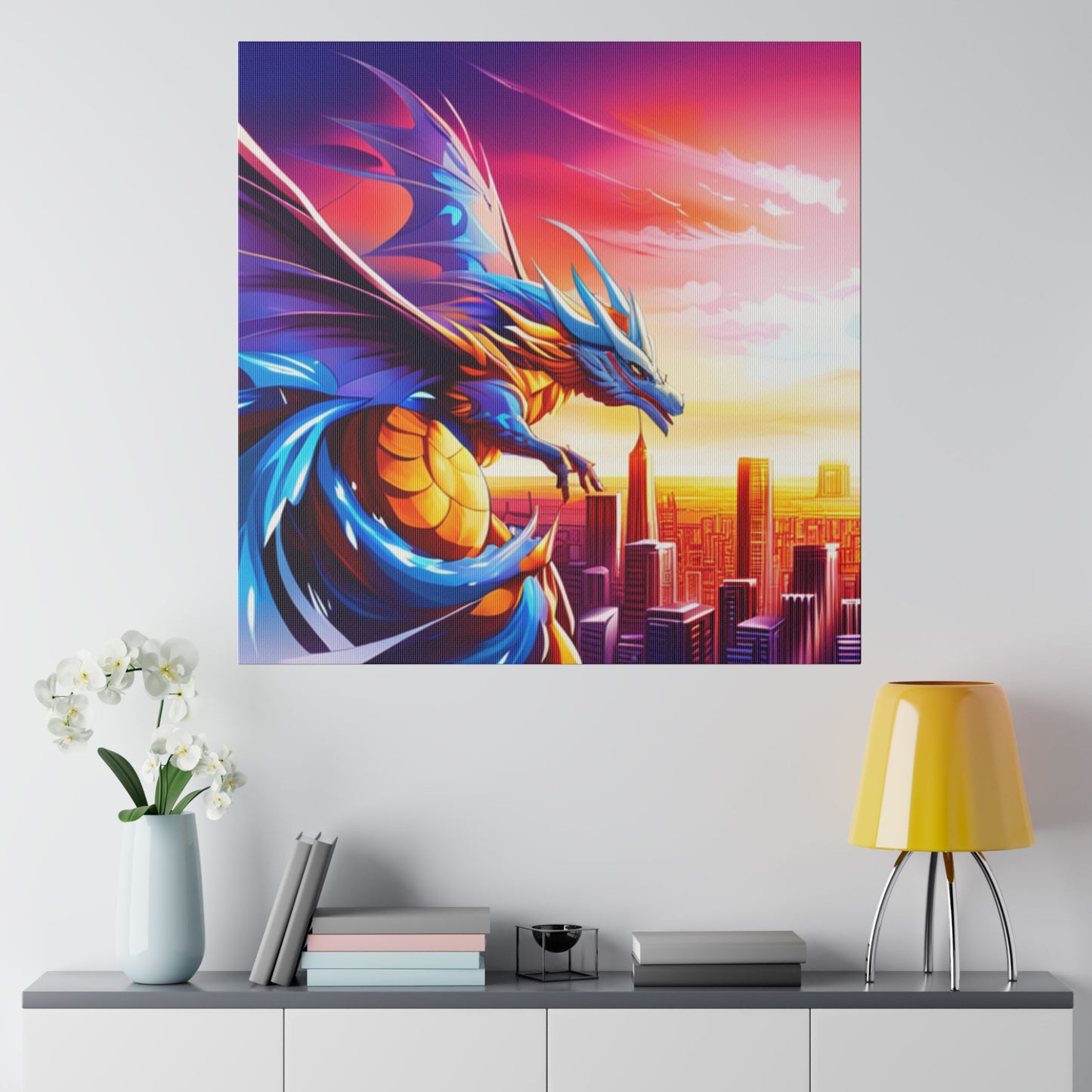 Dragon Cityscape - Matte Canvas, Stretched, 0.75"