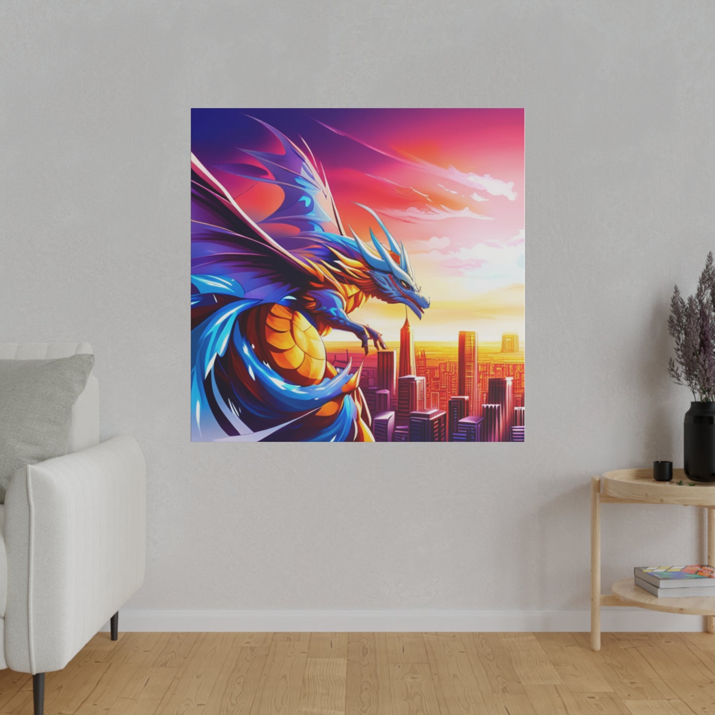 Dragon Cityscape - Matte Canvas, Stretched, 0.75"