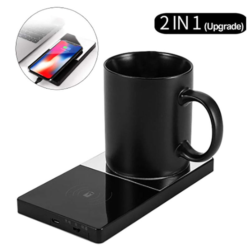 2-in-1 Heating Coffee Mug Warmer & Wireless Phone Charger